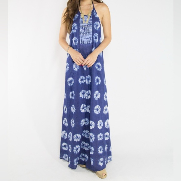 St. Roche Blue Batik Maxi Dress with Fringe, XS - Picture 2 of 6